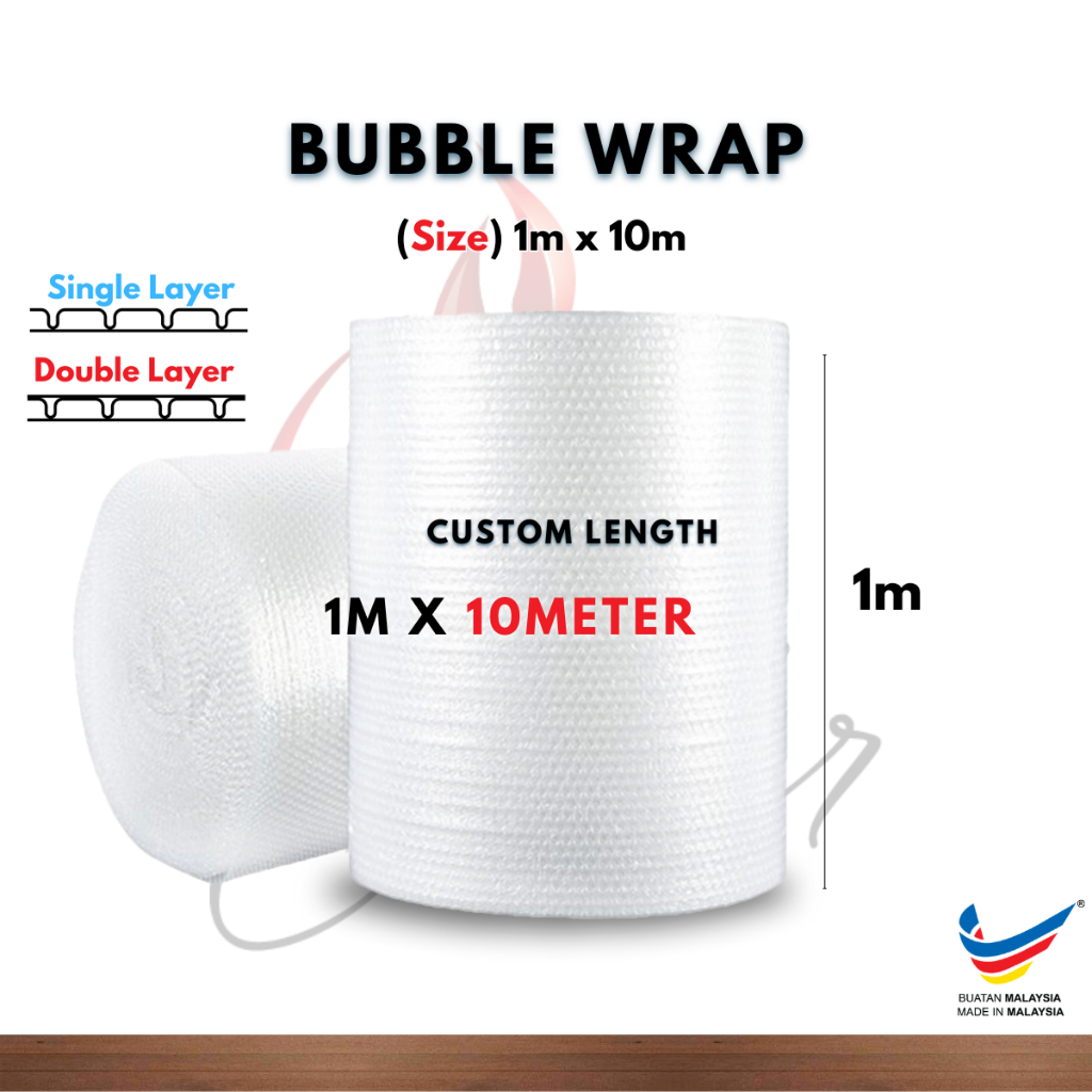 Bubble Wrap Clear Single Layer Double Layer Custom Length (1m x 10meter ...