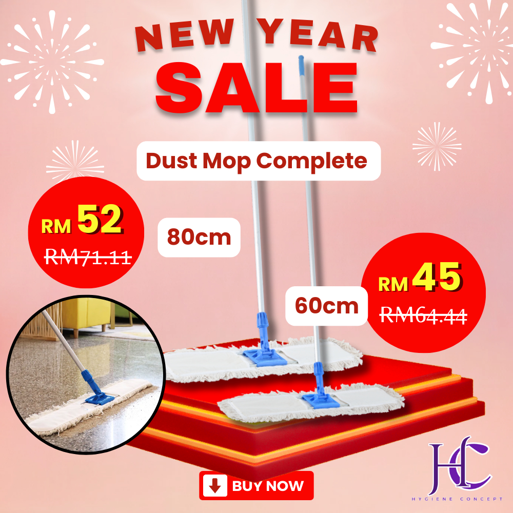 Dust Mop Complete 60cm 80cm / Cotton Dust Mop Set / Flat Mop / Cleaning