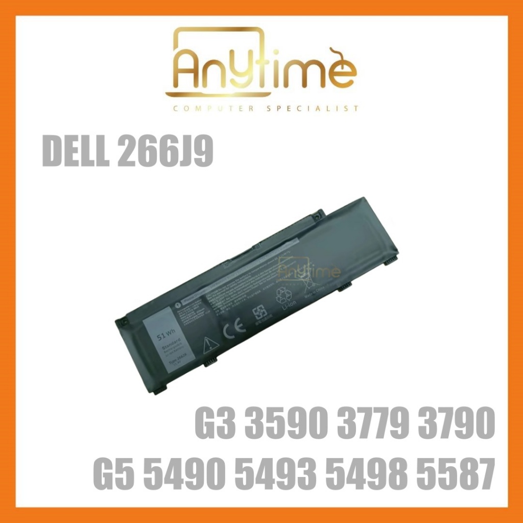 Batteria 266J9 51Wh Per Dell G3 15 3500 3590 3790 G5 15 5500 – Sostituzione 3 Celle Per Inspiron 5490 E Serie P89F (11.4V)