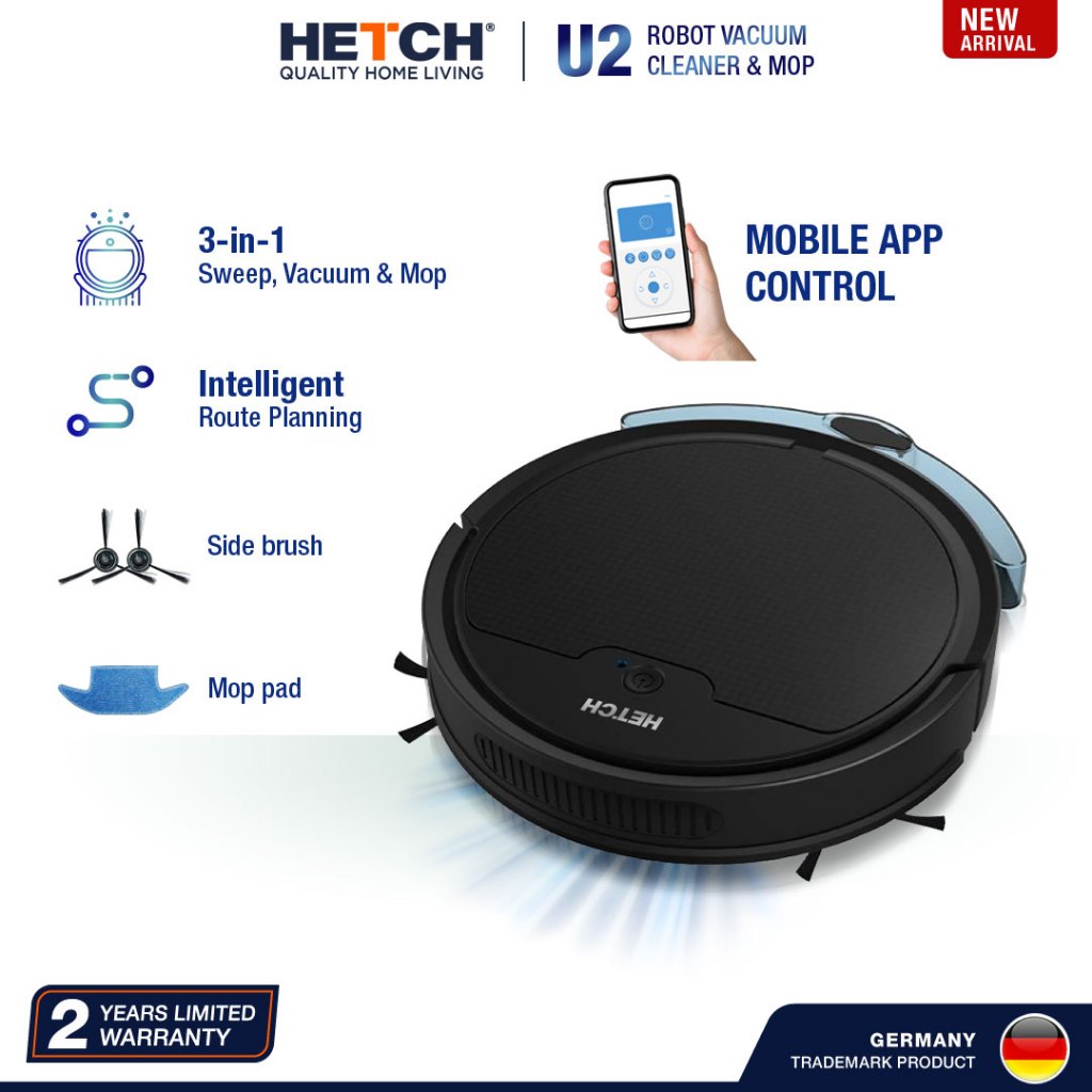 HETCH U5 Robotic Vacuum, Sweep & Mop Robot Vacuum Cleaner RVC1415HC