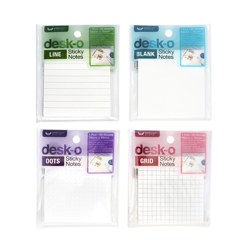 Unicorn Sticky Note Memo Pad Blank / Dot / Line / Square 60 Sheets USN ...