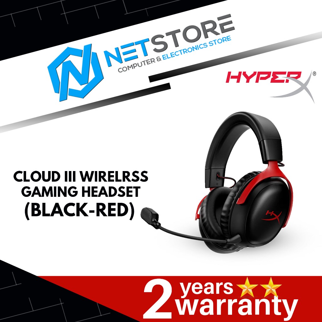 HYPERX CLOUD III WIRELRSS GAMING HEADSET BLACK RED 77Z46AA