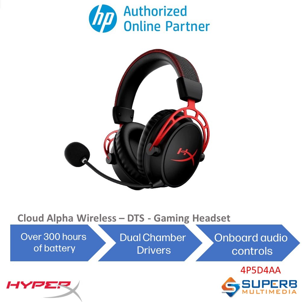 HyperX Cloud Alpha - Wireless Gaming Headset (Black-Red) (4P5D4AA) - Shop   Malaysia