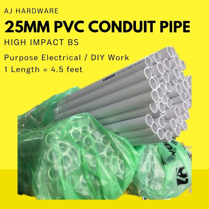 PVC ELECTRICAL DIY Conduit Pipe 25mm SIRIM [ 1 length = 4.5ft ...