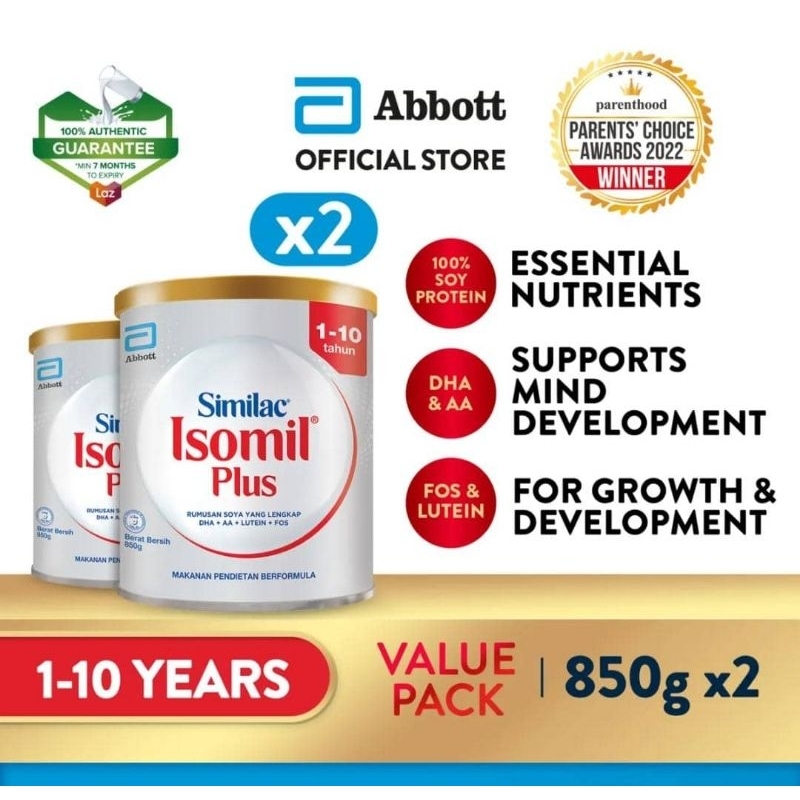 Isomil Plus 850g X 2 for 1to 10 yearsold (Similac Soy Formula for milk