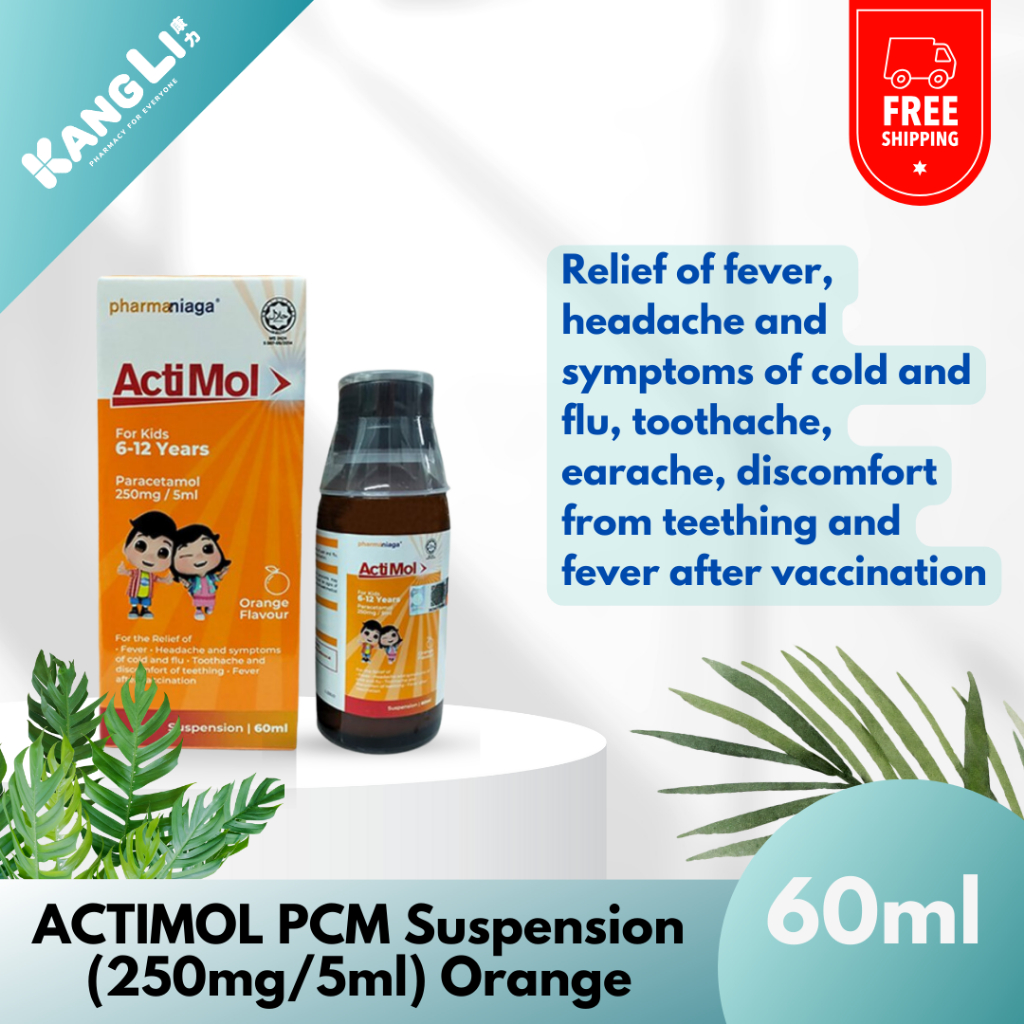 Actimol PCM Suspension (250mg/5ml) 60ml Orange (EXP:08/2024) | Shopee ...