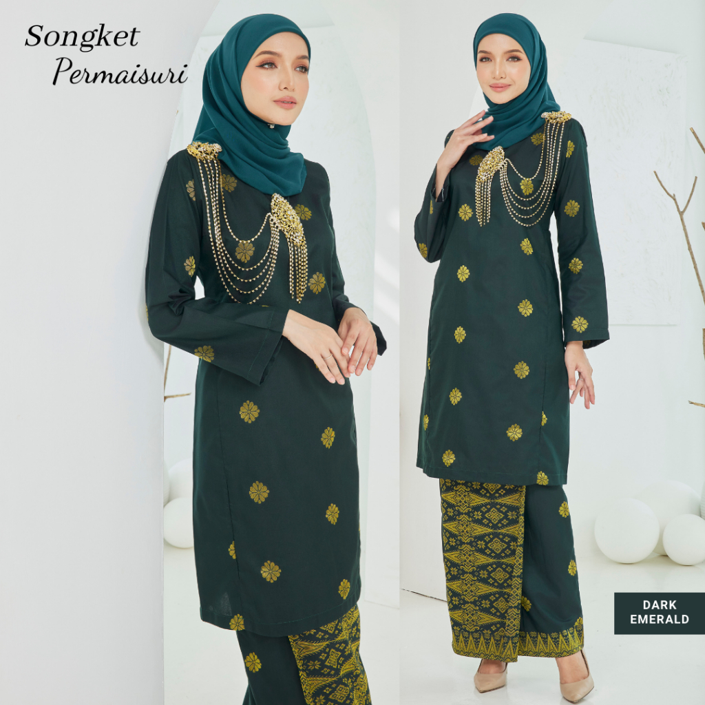 Baju Kurung Raya Viral Cotton Plus Size Songket Perempuan Pahang Bridesmaid Murah Hitam