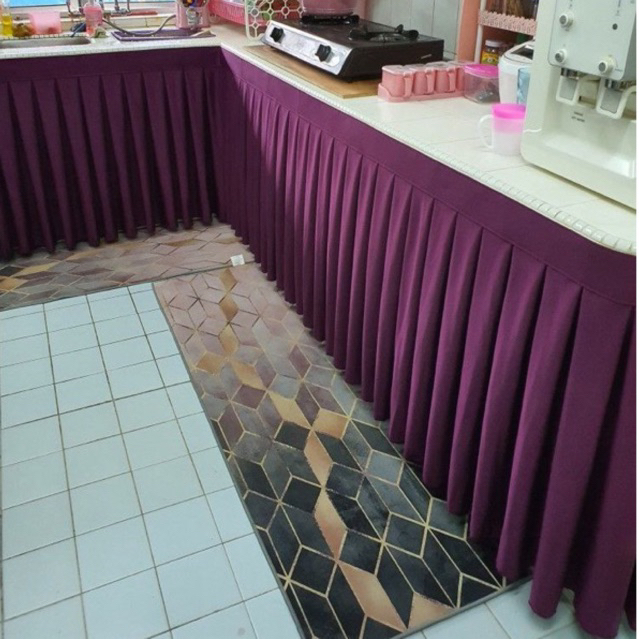 [READY STOK] Langsir Dapur Skirting Table Top Meja Guru (912