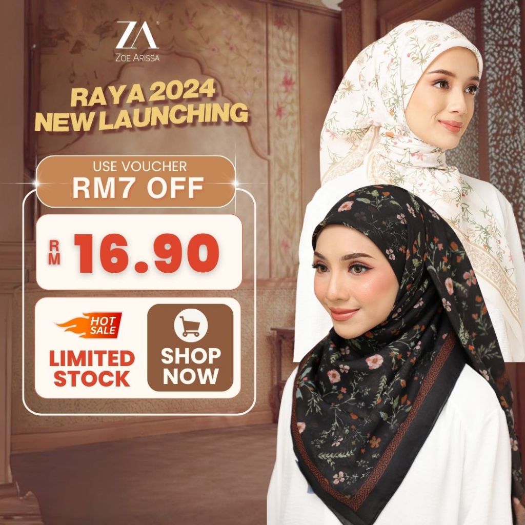 ZOE ARISSA TUDUNG BAWAL PRINTED BIDANG 45 Bawal Corak Cotton Voile ...