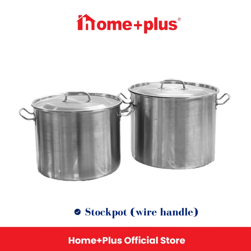 Home+Plus Stock Pot with Wire Handle | Stainless Steel Lid | Periuk Sup ...