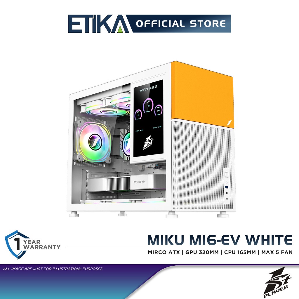 1st Player MIKU Mi6-EV White | Micro ATX Front Metal Mesh M-ATX PC ...