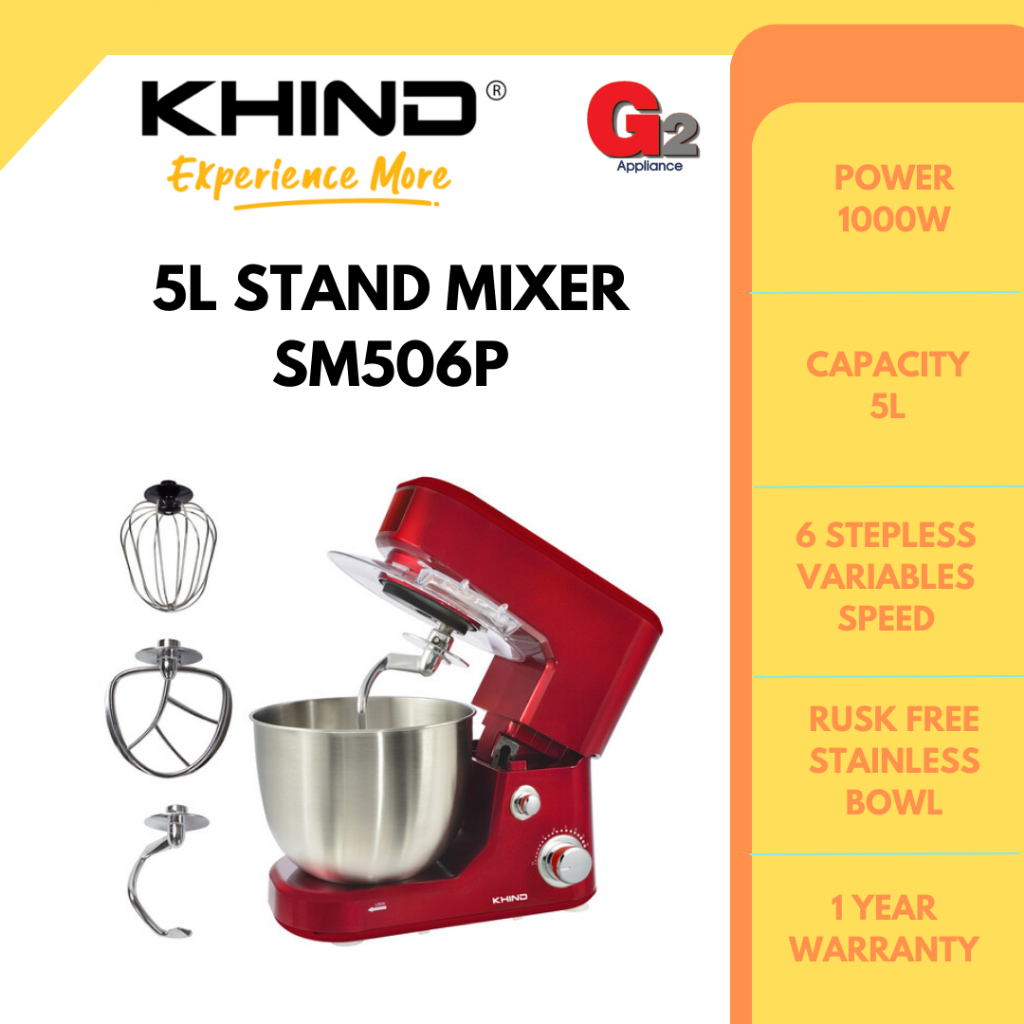 KHIND 5L 1000W STAND MIXER SM506P KHIND WARRANTY MALAYSIA Shopee