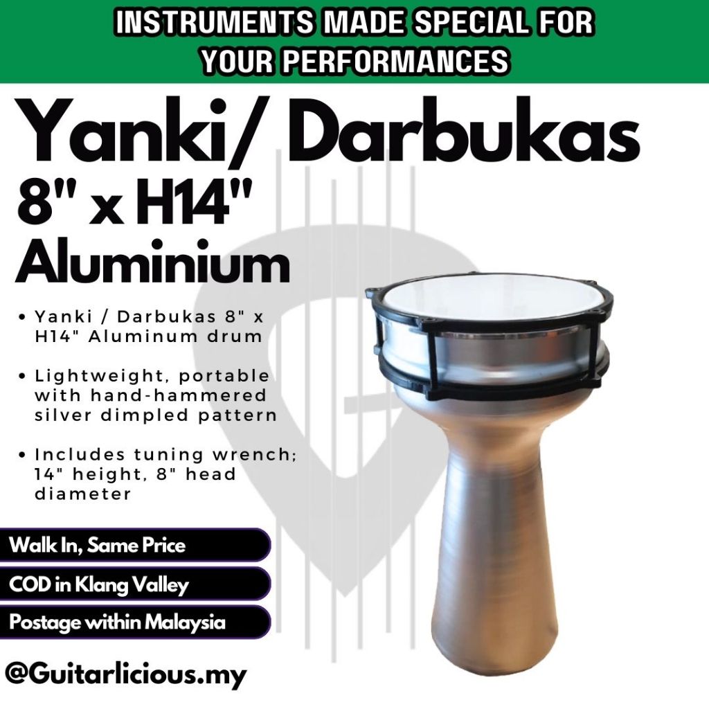 Yanki / Darbukas 8" x H14" , Aluminum ( DABK20 ) Traditional Music