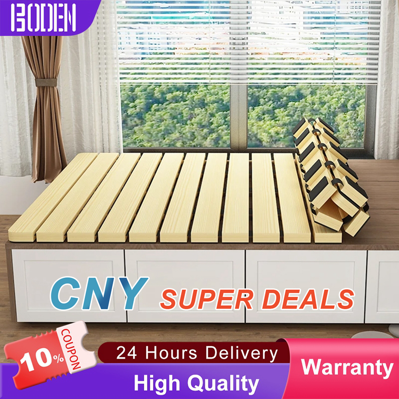 【Ready stock】soild wood Bed Board Wood Tatami Bed Frame Moistureproof