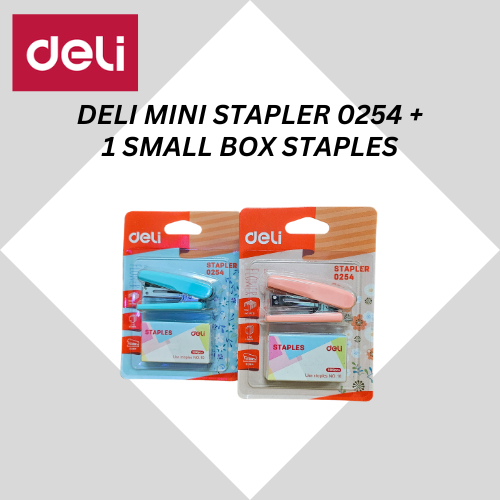DELI MINI STAPLER SET 0254 + 1 SMALL BOX STAPLES | Shopee Malaysia