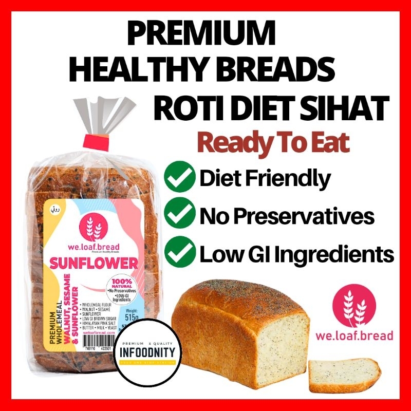 WE LOAF BREAD Healthy Bread LOW GI Bread Wholemeal Bread Loaf Roti Diet