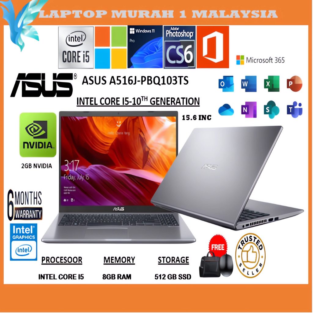 ASUS A516J-A516J-PBQ103TS– INTEL CORE I5-1035G1 /RAM 8GB /512GB SSD ...