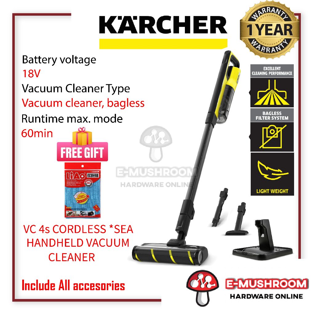 Karcher Handheld Vacuum Cleaner VC 4i Cordless Plus (WHITE) *SEA Shopee Malaysia