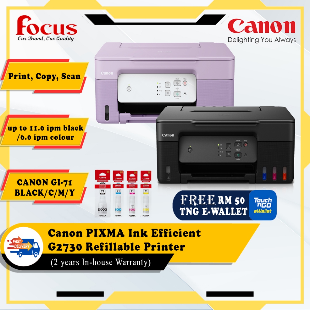Canon Pixma G2730 Compact Refillable Ink Tank All In One Printcopyscan Printer Shopee Malaysia 1365