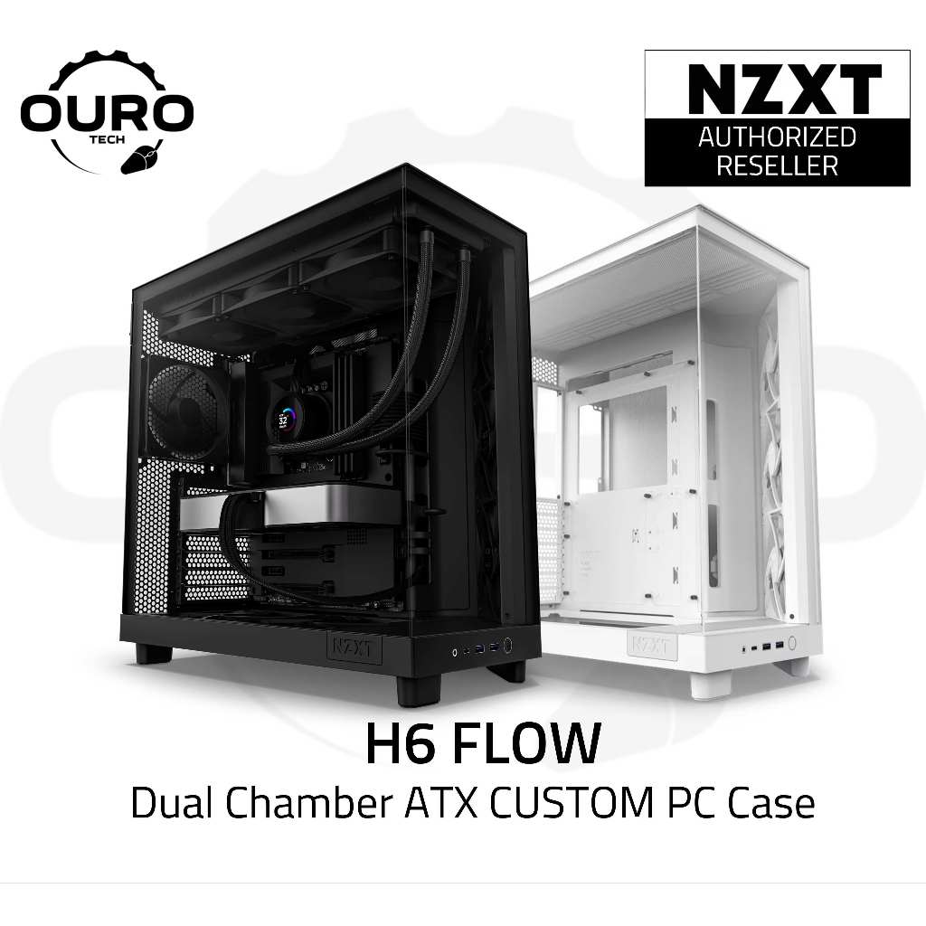 NZXT H6 FLOW COMPACT DUAL CHAMBER ATX CUSTOM PC CASE CASING MID