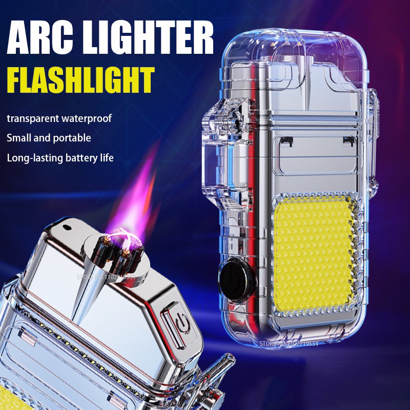 Transparent Waterproof Lighting Lighter Plasma Dual ARC Lighter Type C  Rechargeable Lighter With COB Light | Shopee Malaysia
