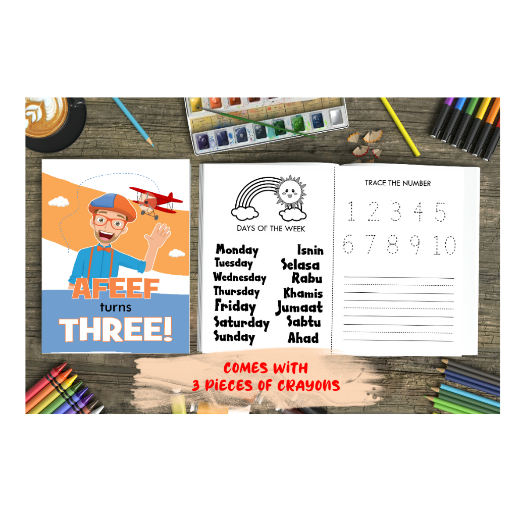 Blippi Theme Paperbag Stickers Bottle Label Activity Book Tag Vitagen ...