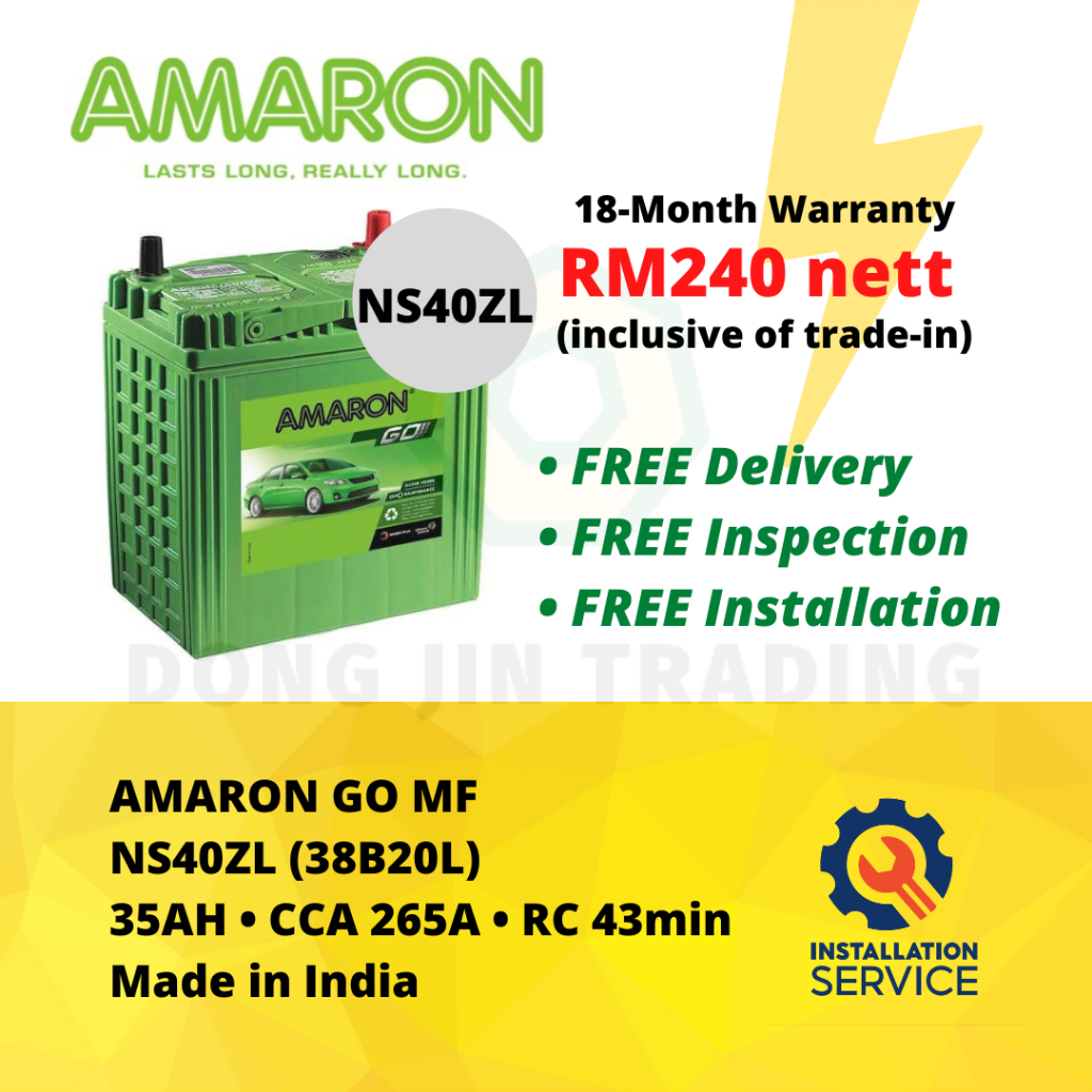 [Installation Provided] NS40ZL | 38B20L | Amaron Go MF Car Battery - 18 ...