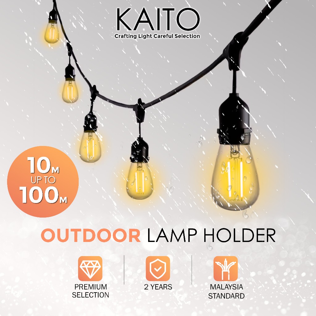 LED String Light Outdoor Lamp Holder Hanging Bulb Socket Lampu Gandung