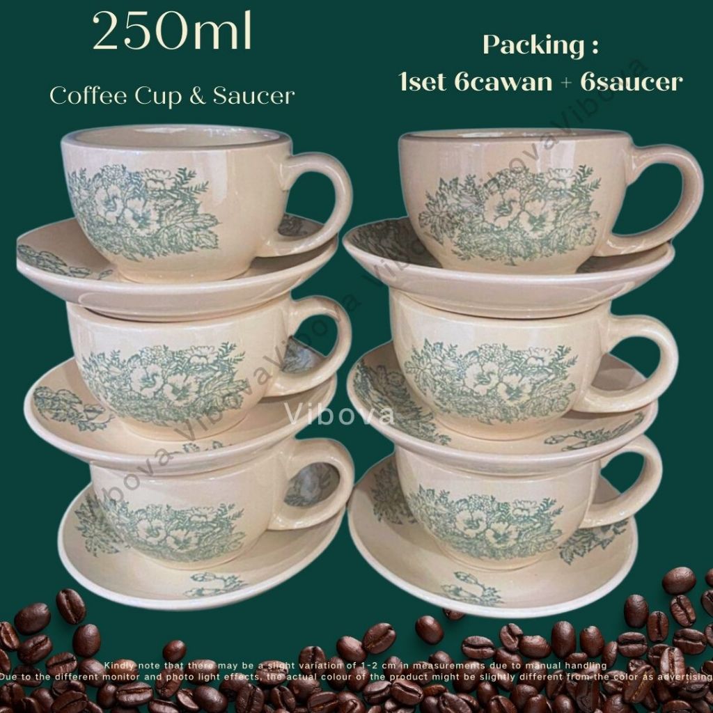 ASOGA Kopitiam Hainan Coffee Cup & Saucer Cawan &Piring Tebal Bunga ...