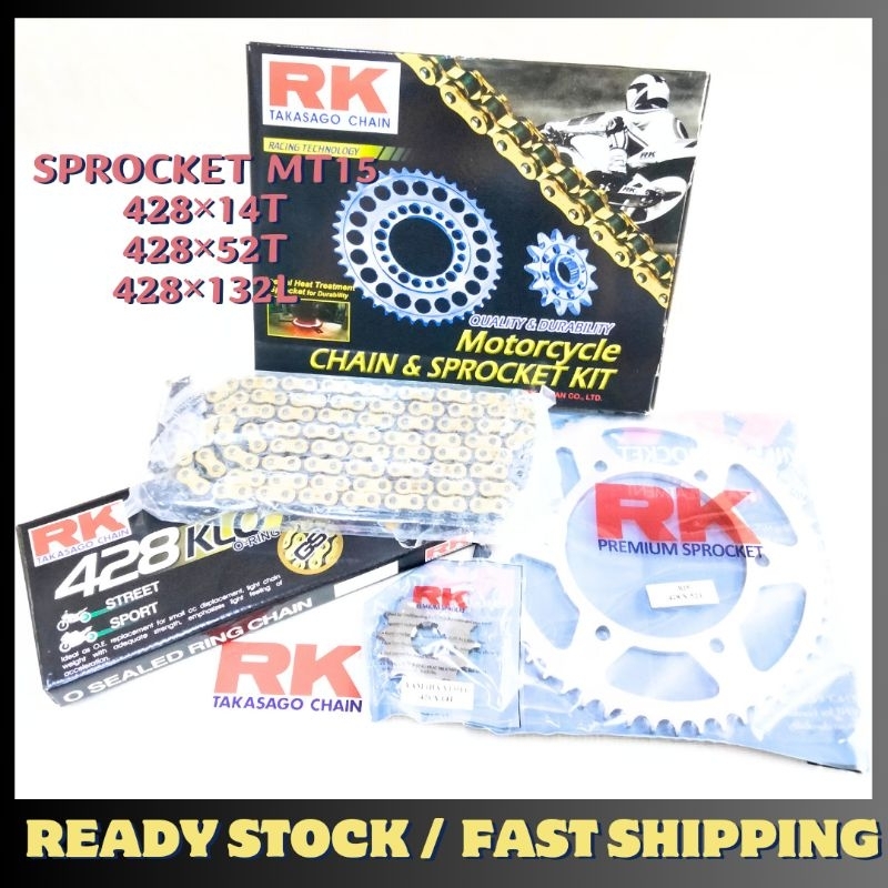 YAMAHA MT15 MT15 RK MOTORCYCLE STEEL CHAIN AND SPROCKET SET 428×132L
