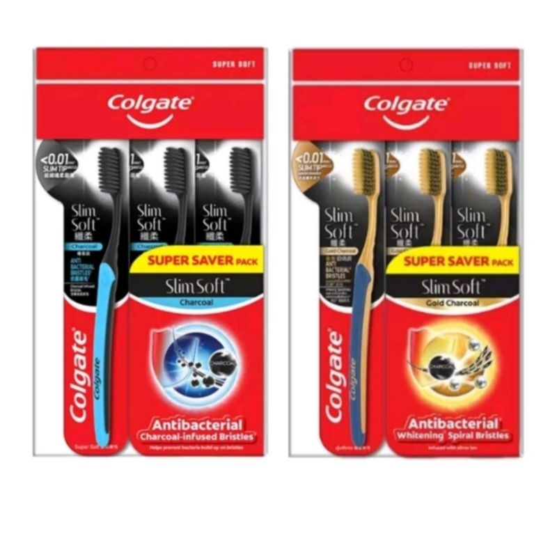 COLGATE COLGATE Toothbrush SlimSoft Supersoft Assorted 3'S (3 BATANG ...