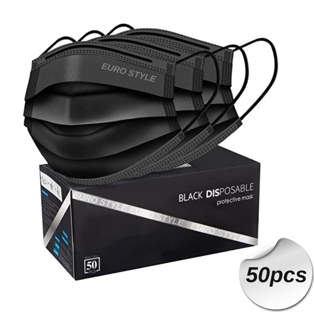 EURO MASK 4ply | 3ply Black White Face Mask 50pcs Mask Protective Mask ...