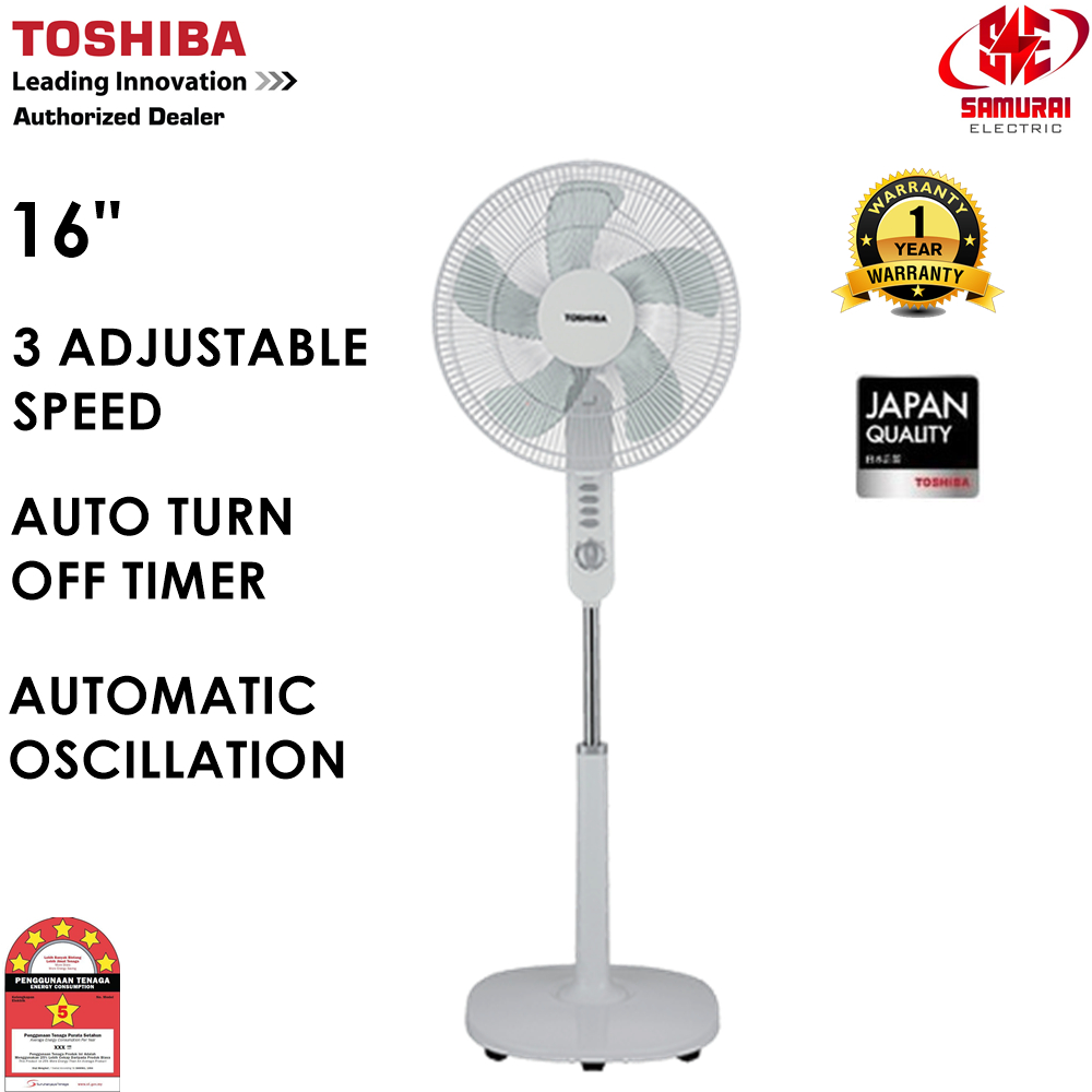 Ready Stock Toshiba 16 Inch Stand Fan With 3 Speed Selection FLSA10(W ...