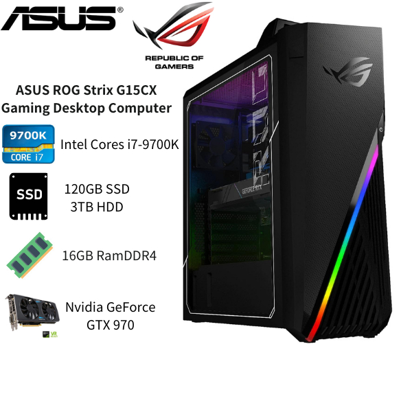 ASUS ROG Strix G15CX Gaming Desktop Computer Intel Cores i7-9700K up to ...