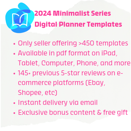 2024 Digital Planner Hyperlinked Minimalist Yearly Monthly Daily Saving ...