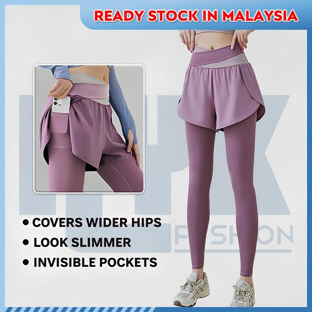 NYK Women High Waist 2-in-1 Sports Pants with Invisible Pockets Cross ...