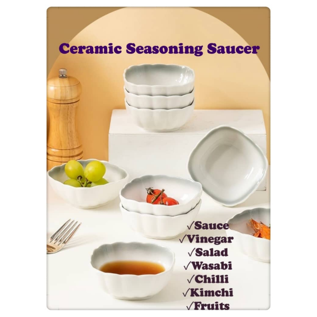 Japanese Ceramic Flower Sauce Bowl/Sauce Plate/Seasoning Sauce Dish