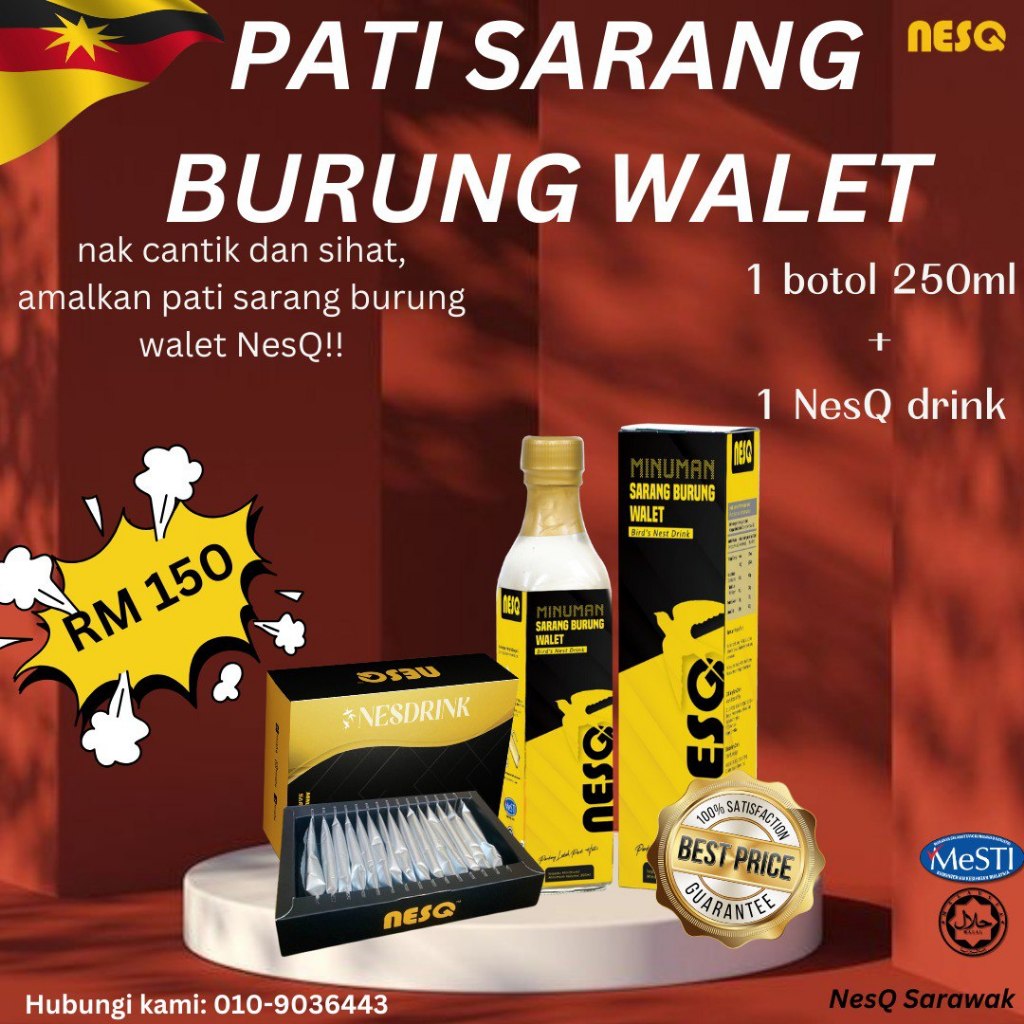 1 Botol Pati Sarang Burung Walet 250ml + 1 Kotak NesQ Drink 15 Sachet X ...