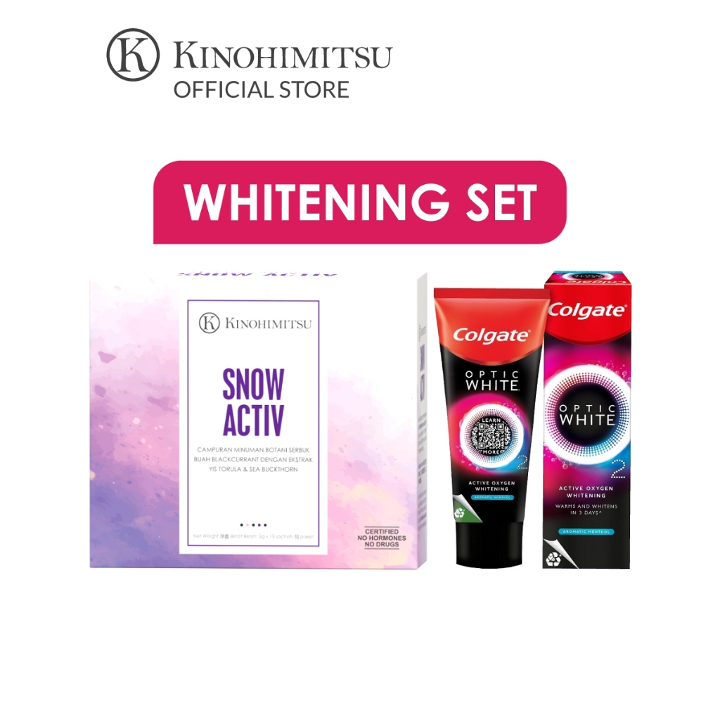 [Whitening Set] Kinohimitsu Snow Activ (15s) + Colgate Optic White O2 ...