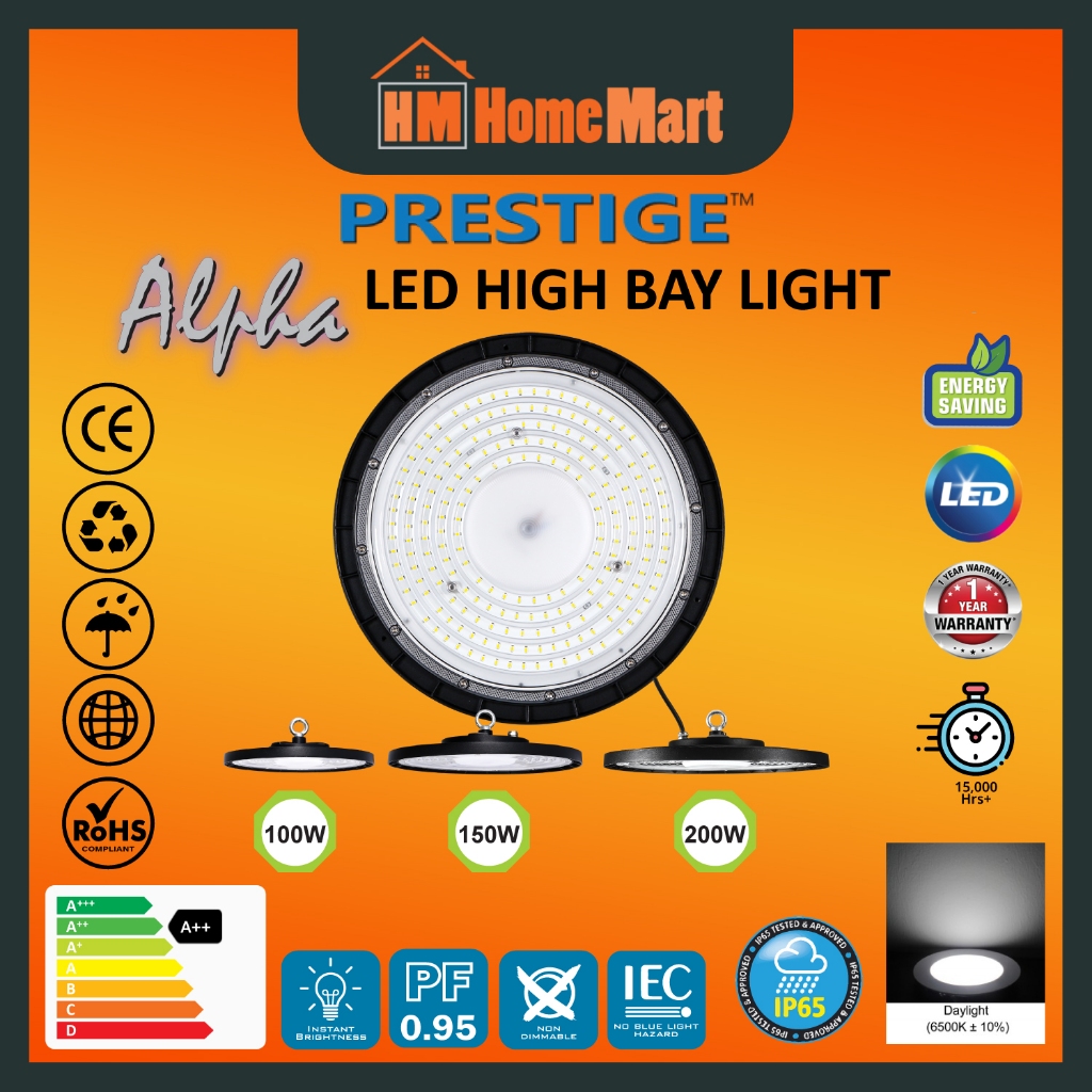 PRESTIGE ALPHA LED High Bay Light 100W/150W/200W (6500K) (1 Year ...