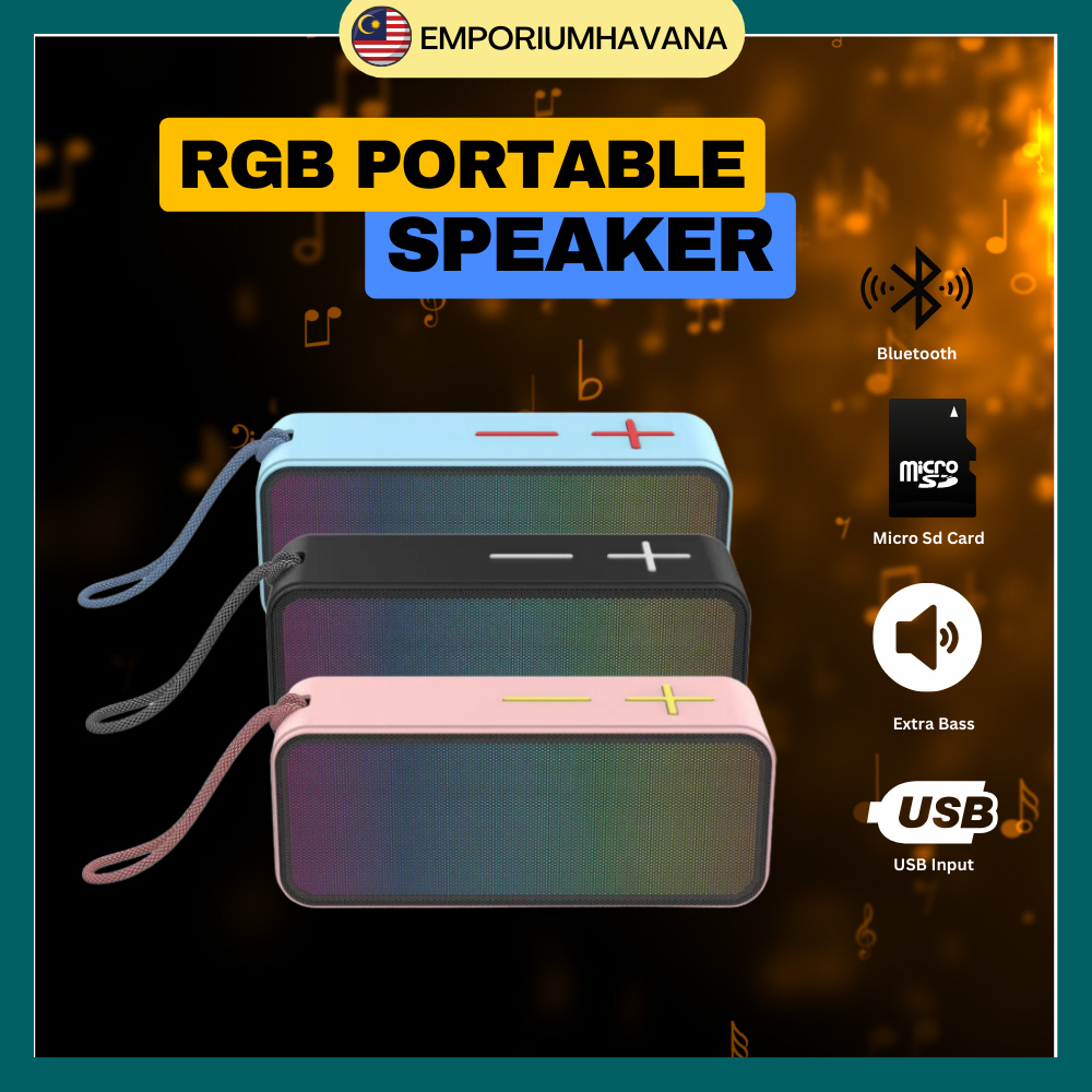 Proocam B5-Black Bluetooth RGB LED Lights Speaker Portable Micro SD ...