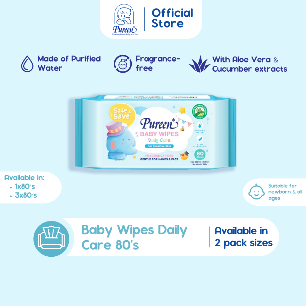Pureen Baby Wipes Daily Care 80's | BWFFDC080 | Shopee Malaysia