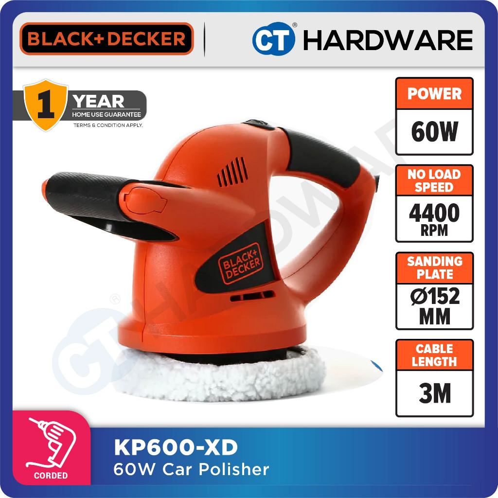 BLACK DECKER KP600 RANDOM ORBIT WAXER POLISHER 152MM 60W