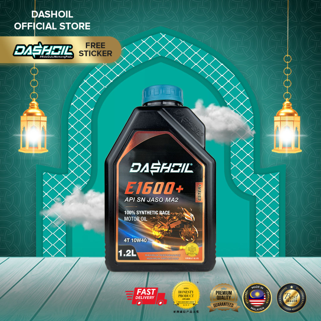 DashOil Ester+ E1600+ 4T 10w40 1.2L Fully Synthetic SN Motorcycle