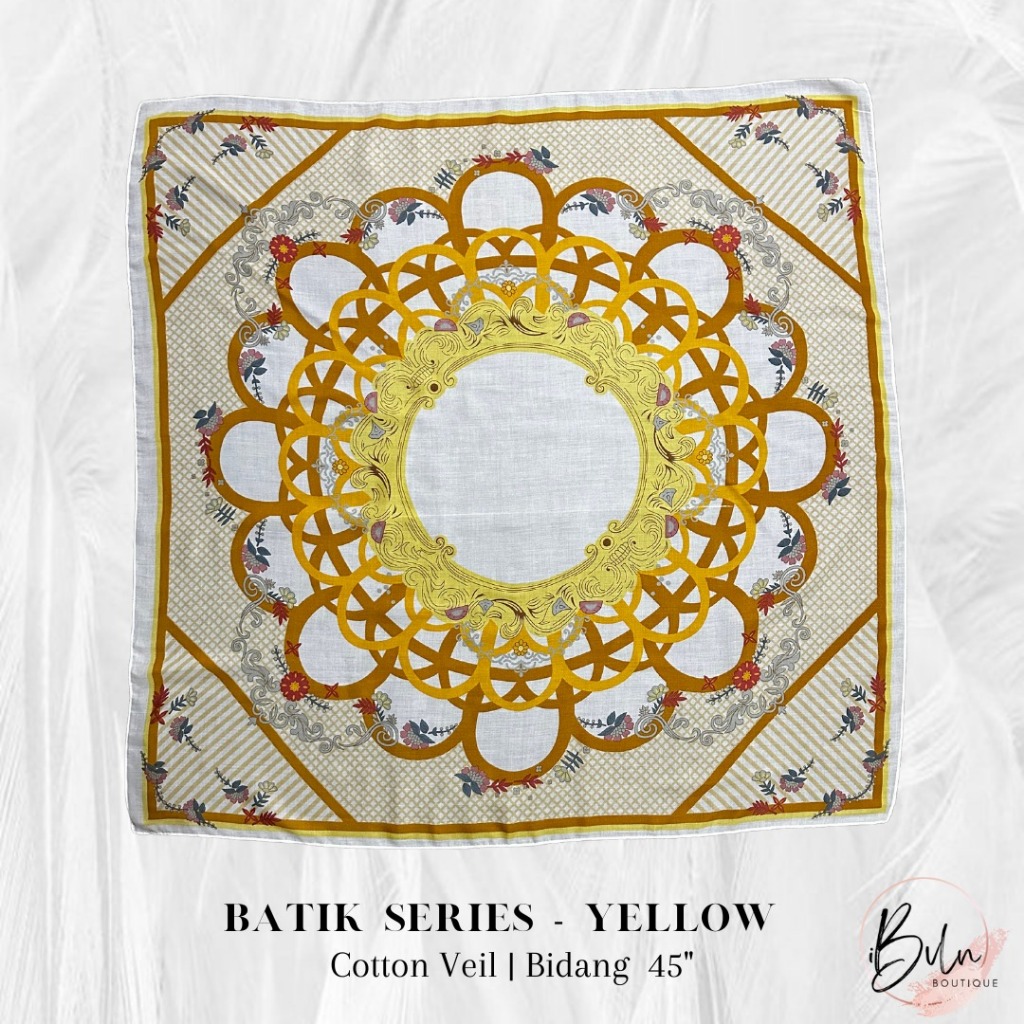 Tudung Bawal | Batik Series (Yellow) | Shopee Malaysia