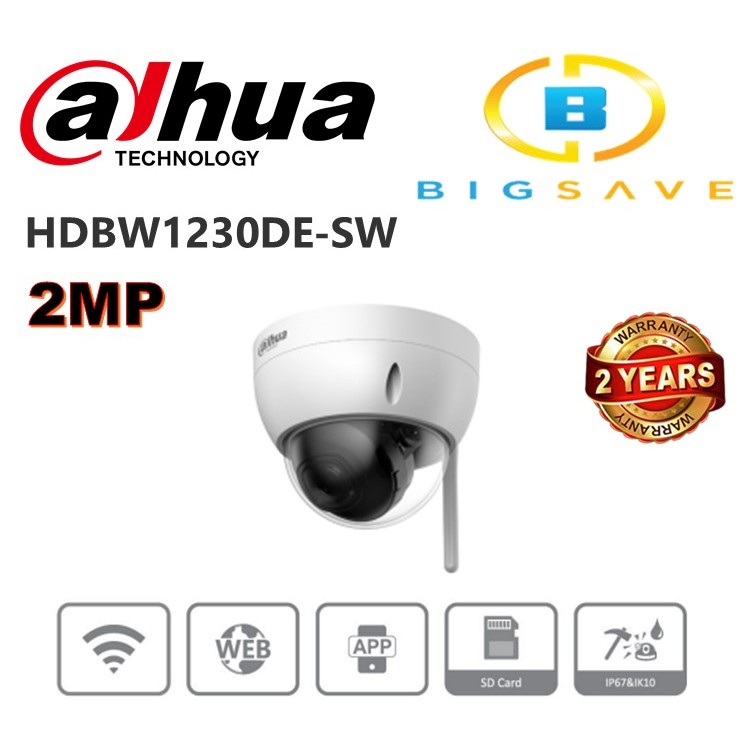 NET CAMERA 2MP IR DOME WIFI/IPC HDBW1230DE SW 0280B DAHUA