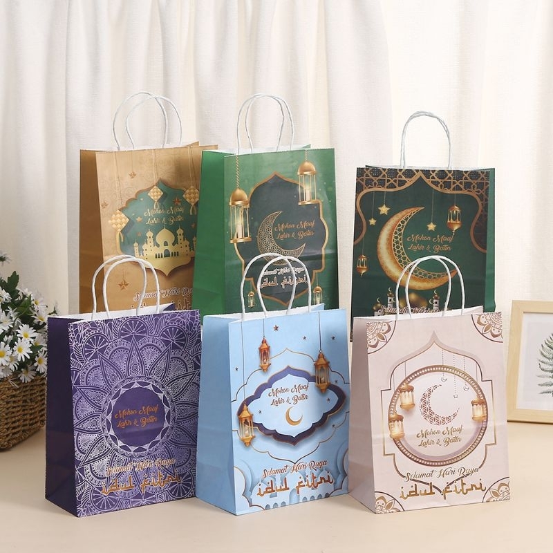 paper Beg Kertas Handle Ramadan Raya eid Mubarak Gift box Pattern ...