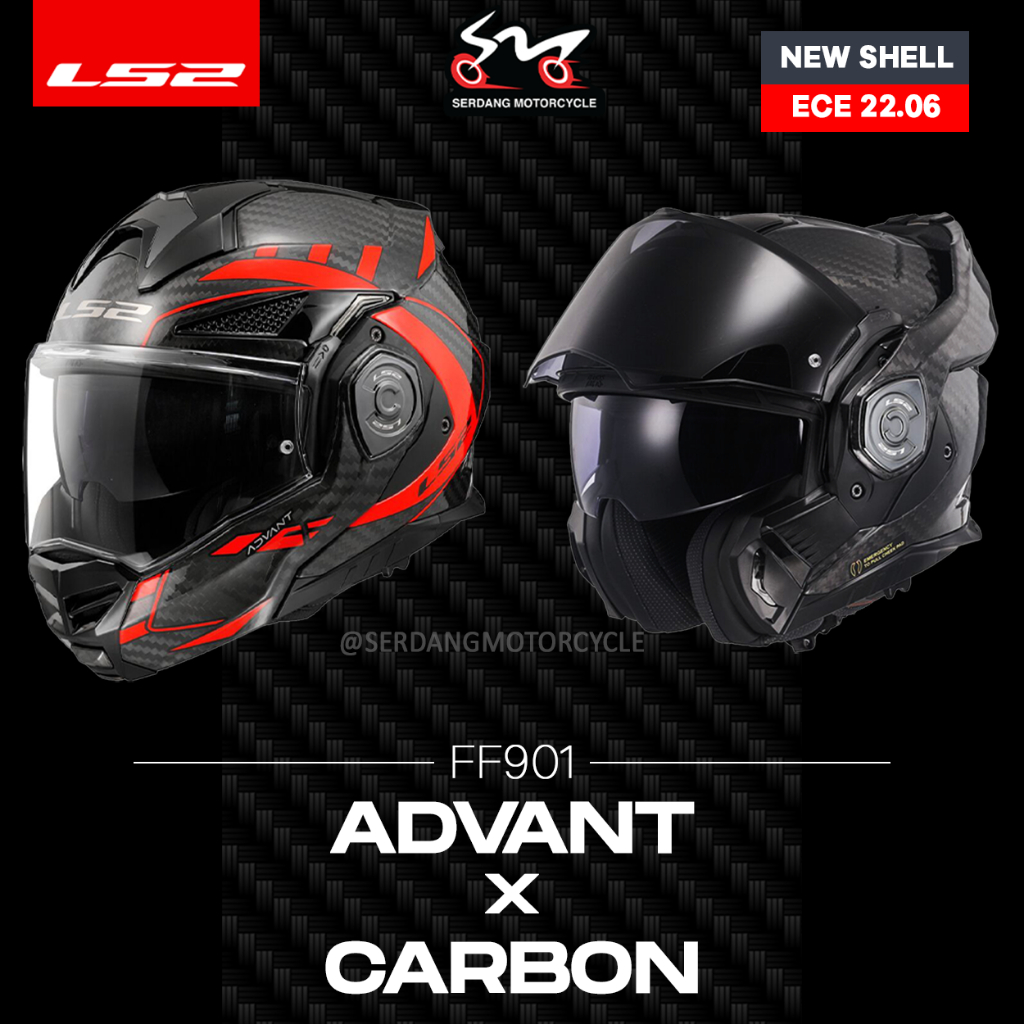 LS2 FF901 ADVANT X CARBON MODULAR HELMET FULL FACE FUTURE SOLID SIRIM ...