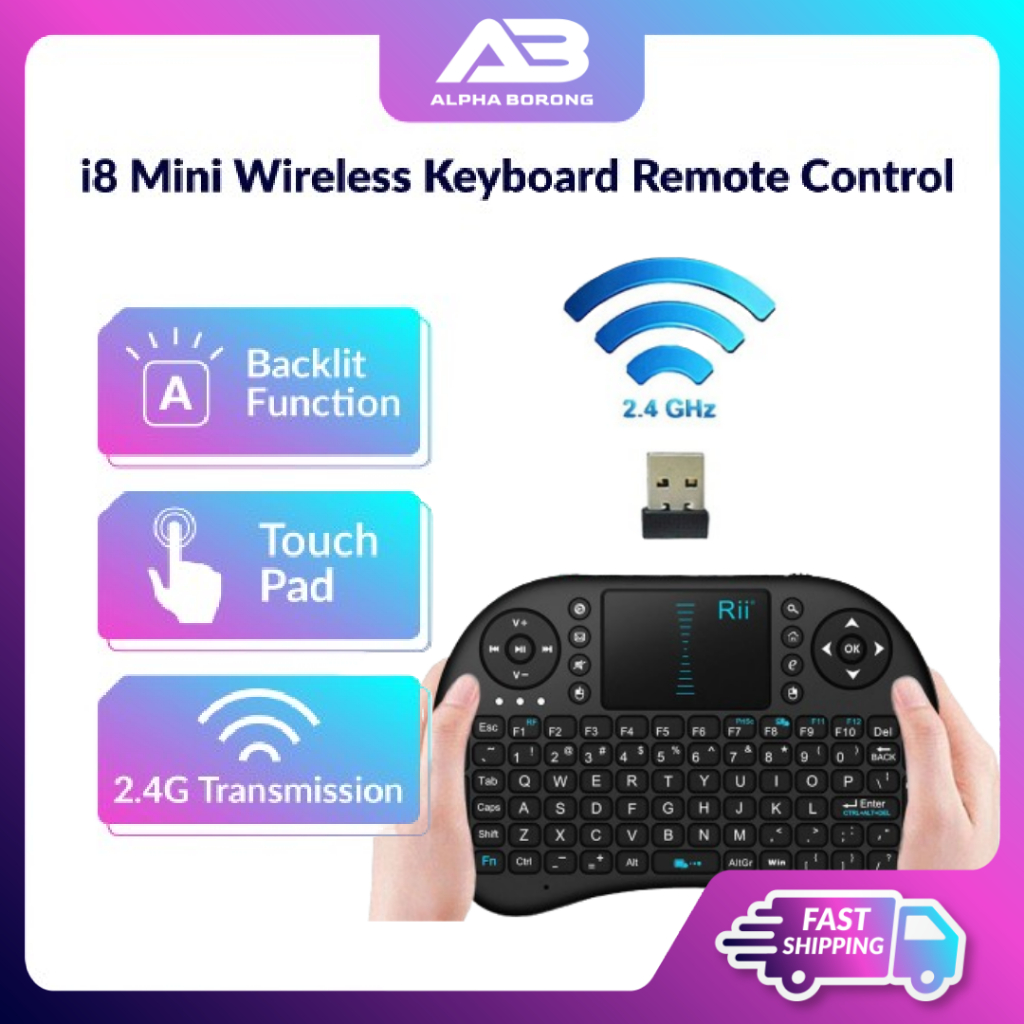 Alpha Borong i8 Mini Wireless Keyboard 2.4GHz Remote Control PC Google