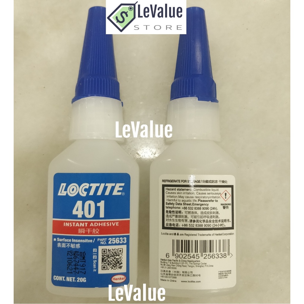 LOCTITE 401 INSTANT ADHESIVE, SURFACE INSENSITIVE 20G With QR Code ...